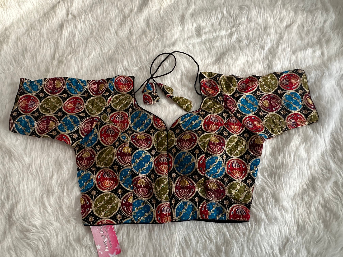 Kalamkari Black Multi Pure Crepe Blouse