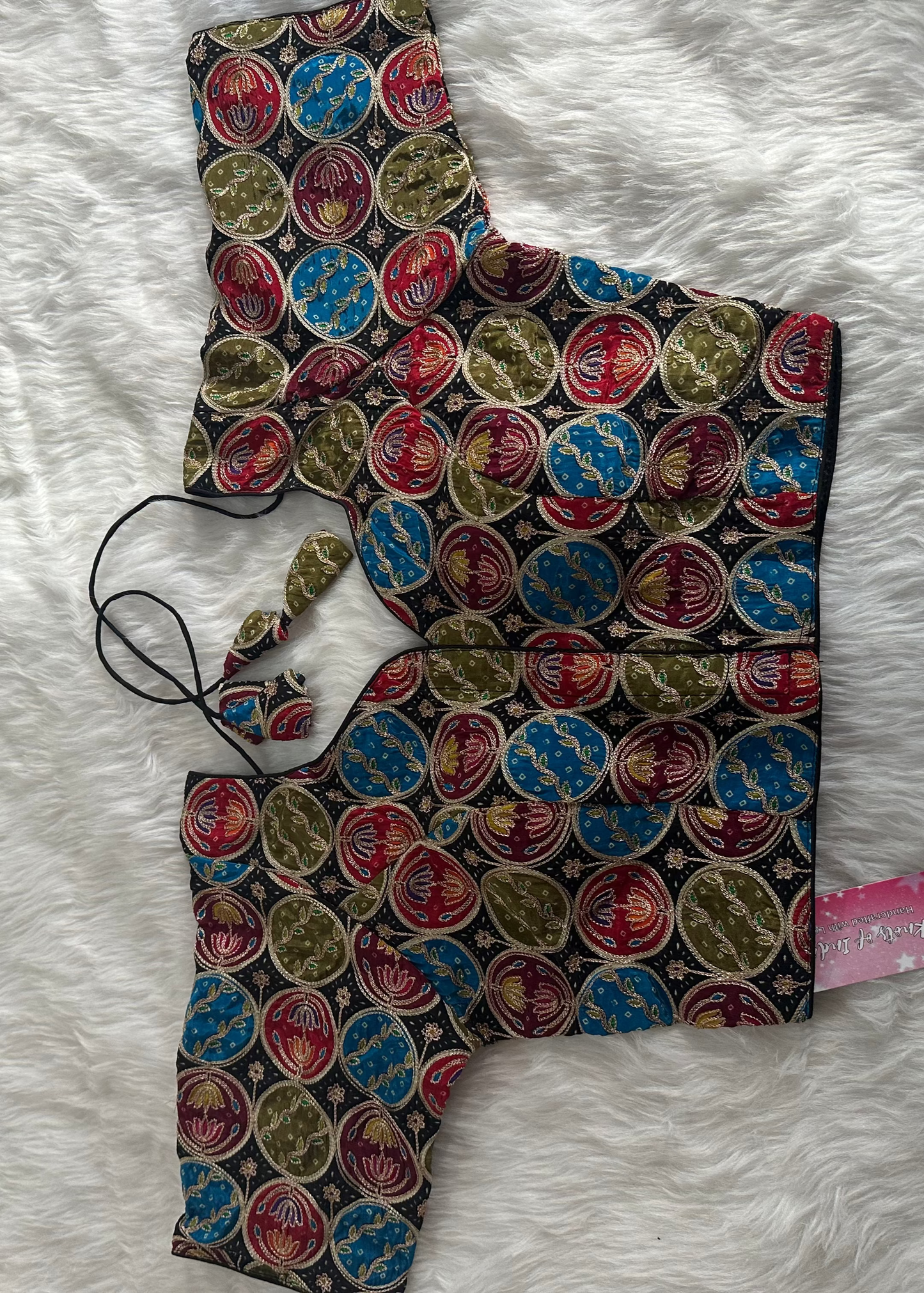 Kalamkari Black Multi Pure Crepe Blouse