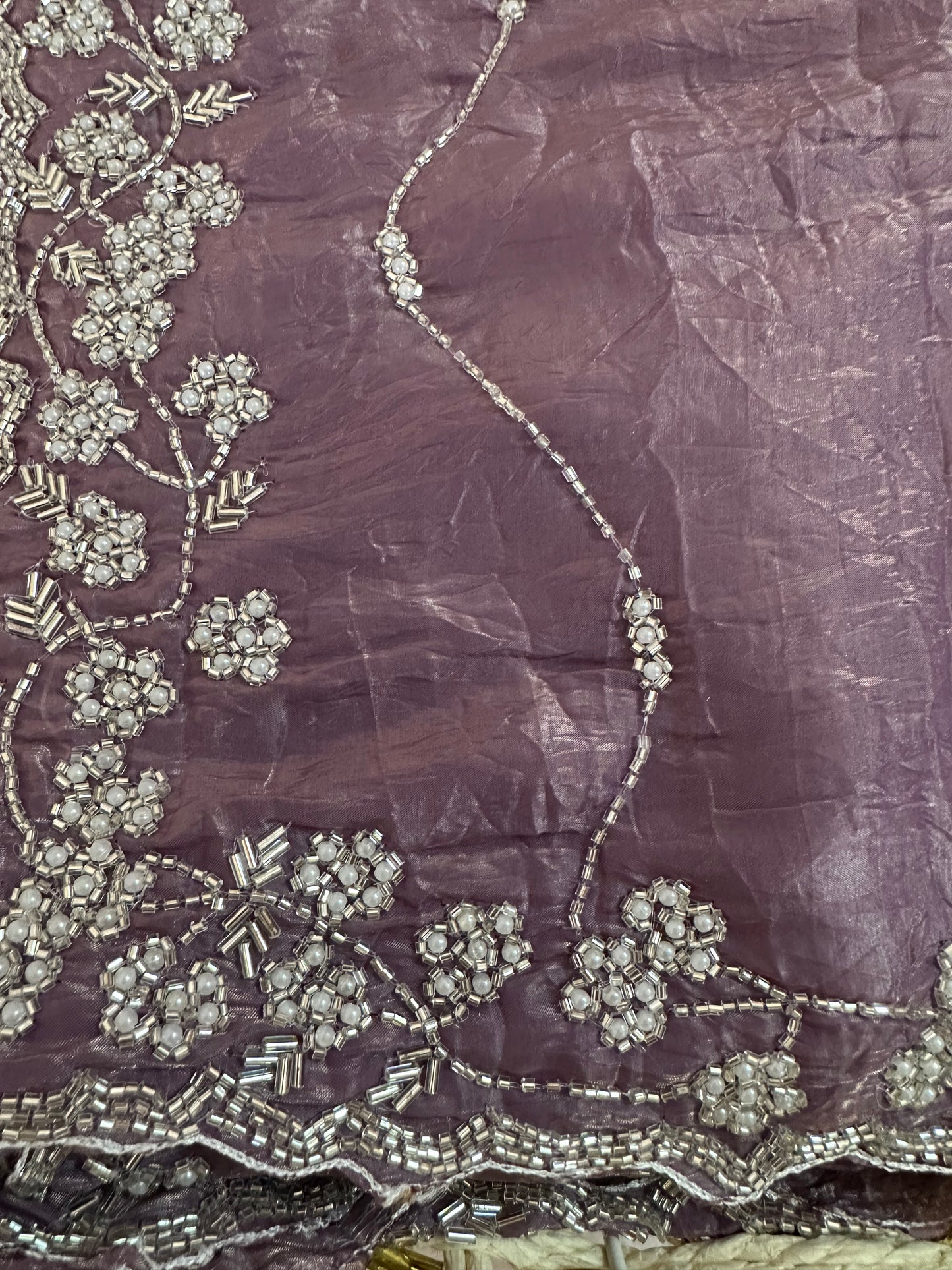 Mehandi Green Hand Emb Tissue Saree