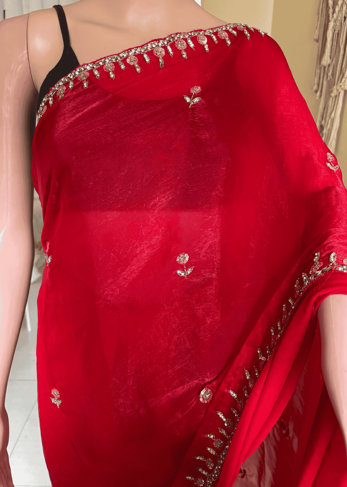 Red Diamond Bloom Saree
