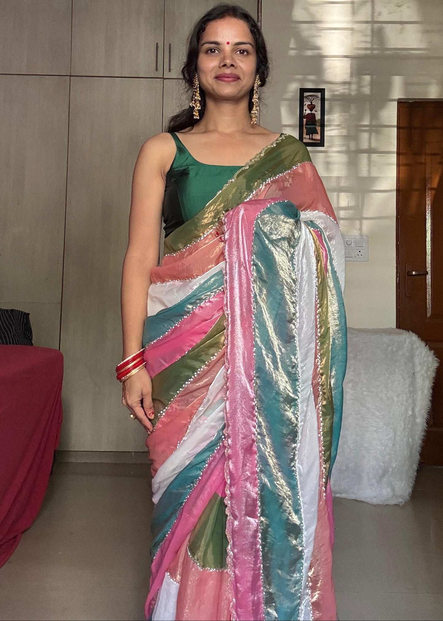 Multicolor Hand Work Saree