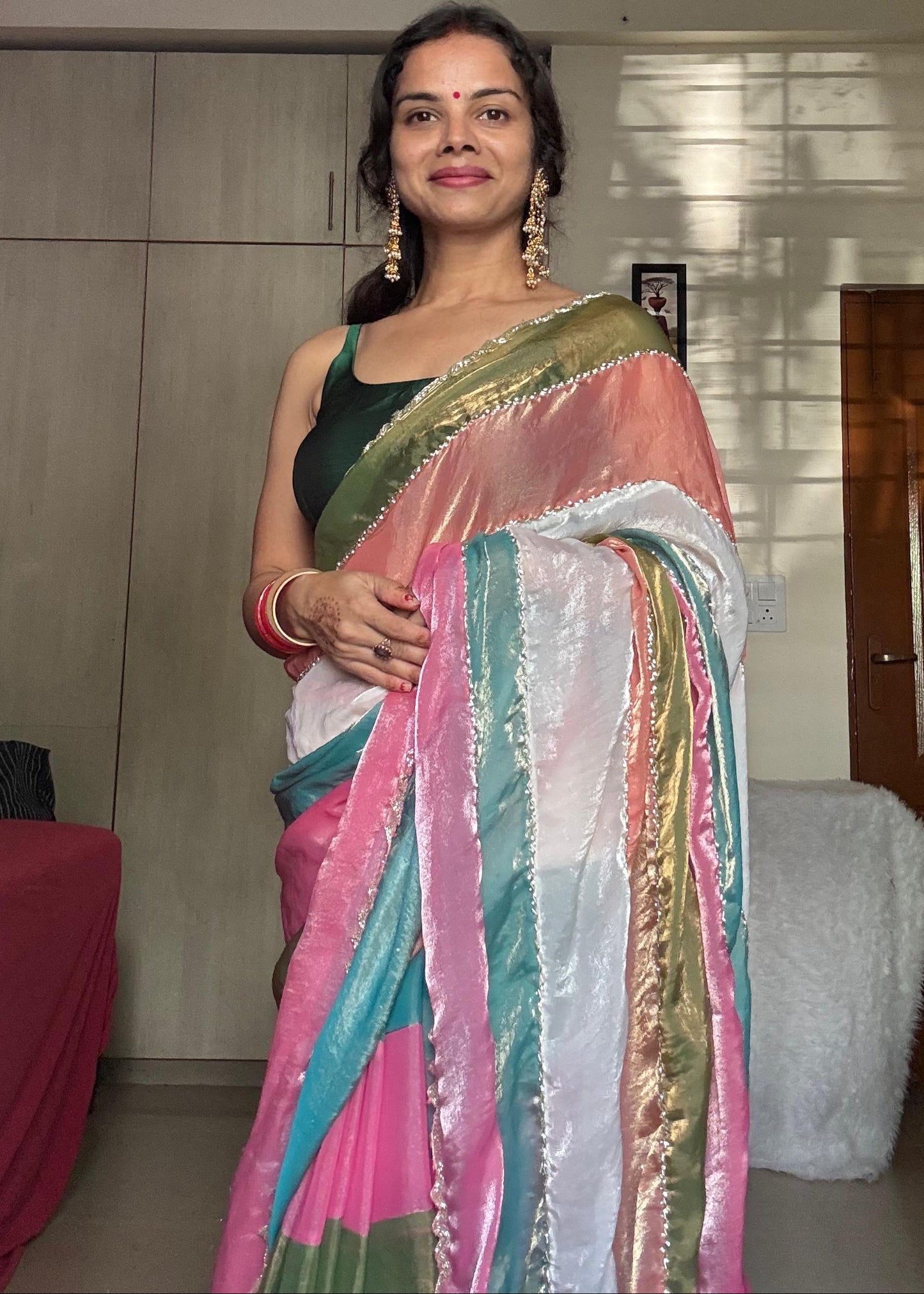 Multicolor Hand Work Saree