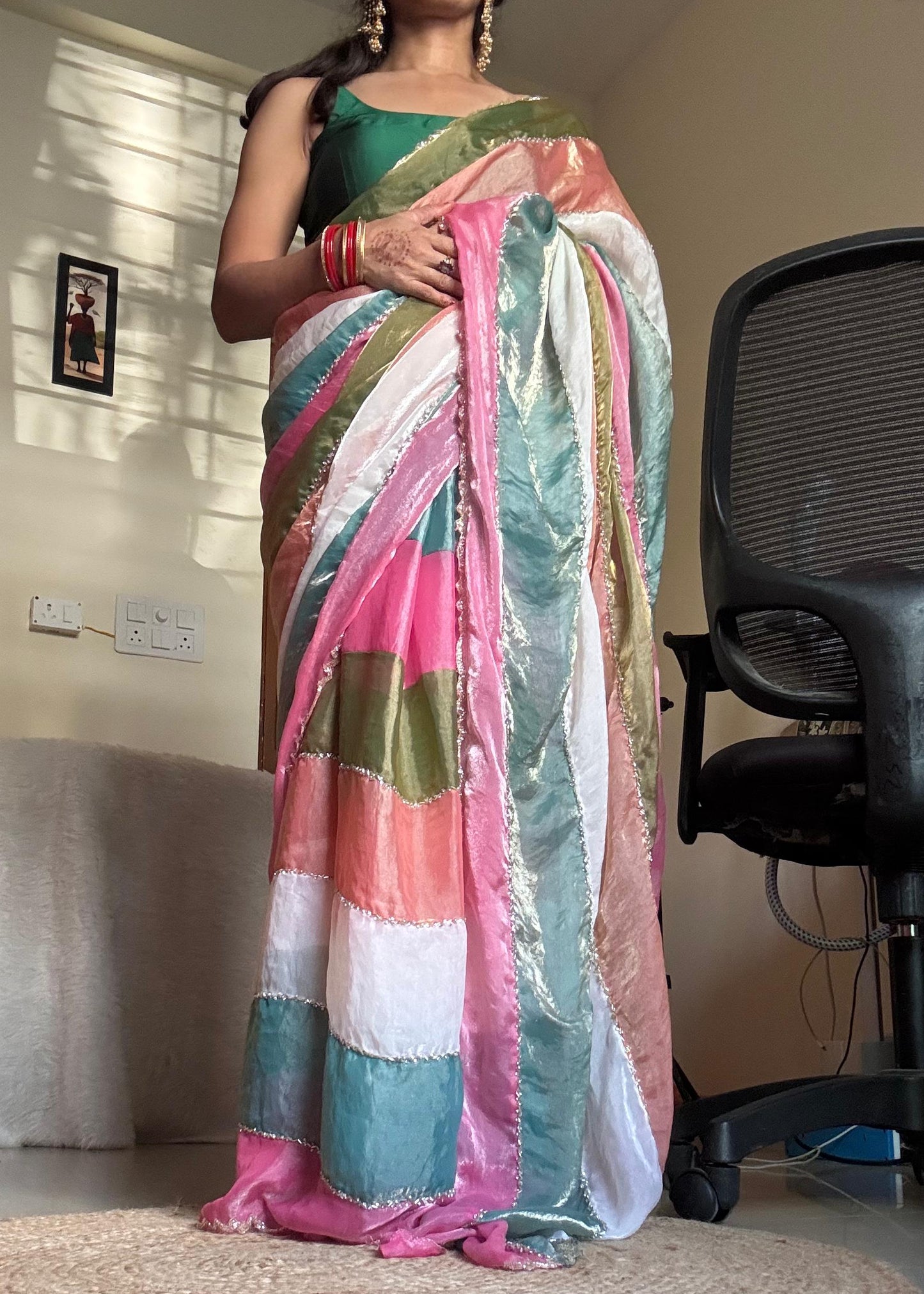 Multicolor Hand Work Saree