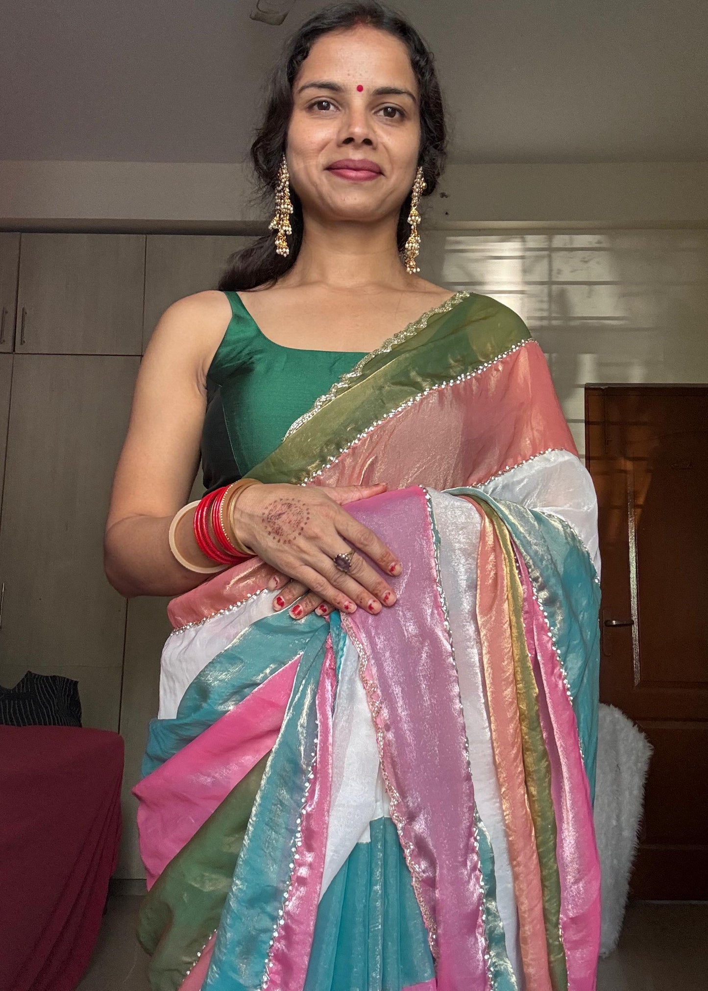Multicolor Hand Work Saree