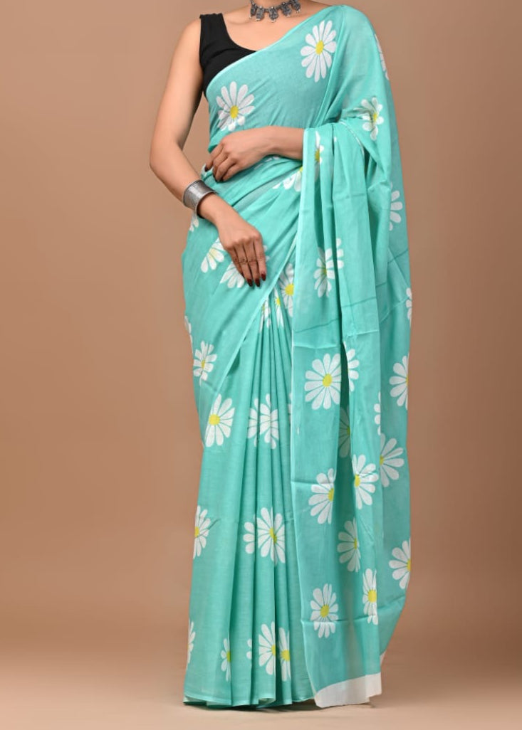 GulBagh Handblock Printed Mul Cotton Saree