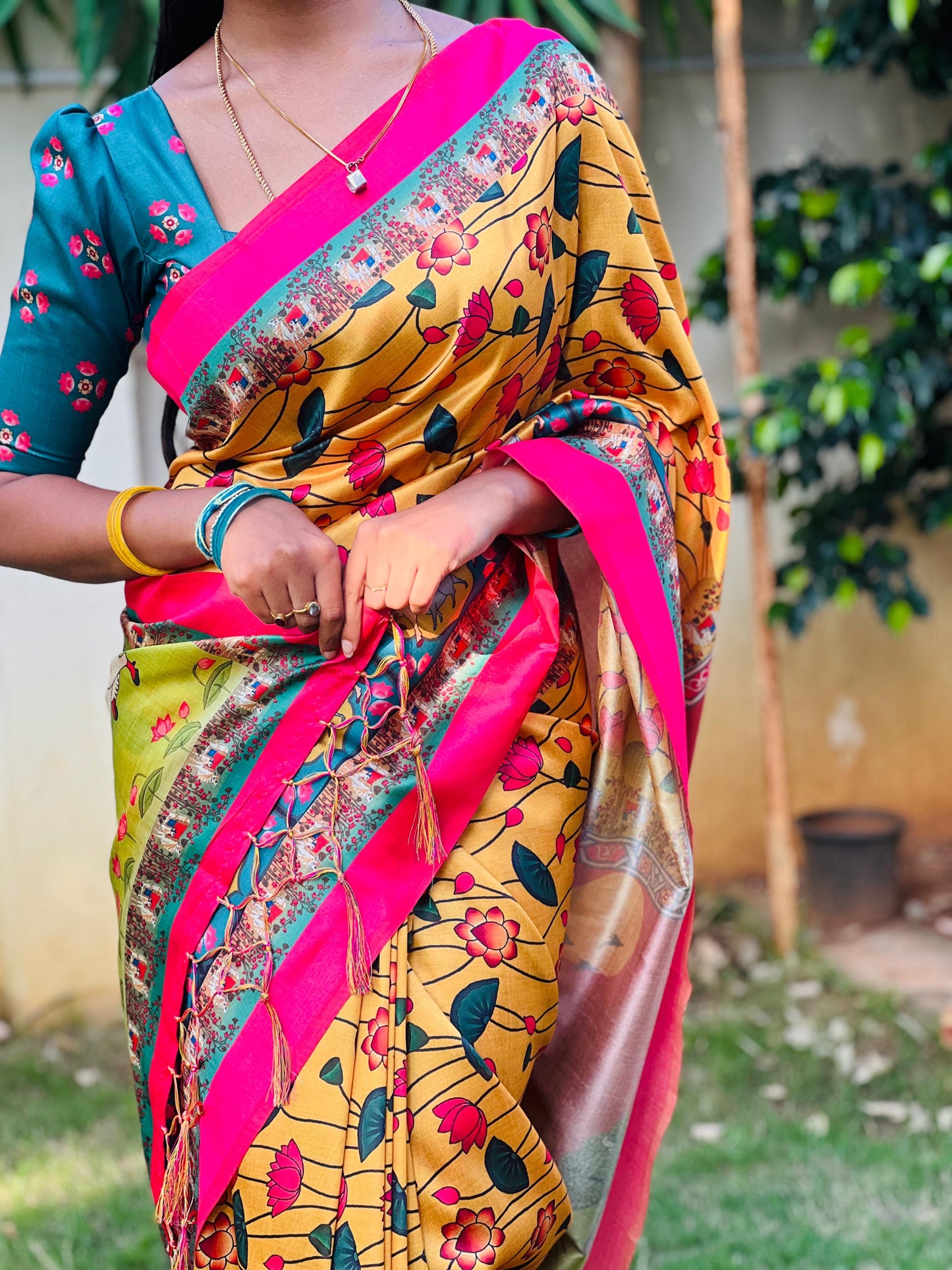 Kamal Katha Kalamkari Saree