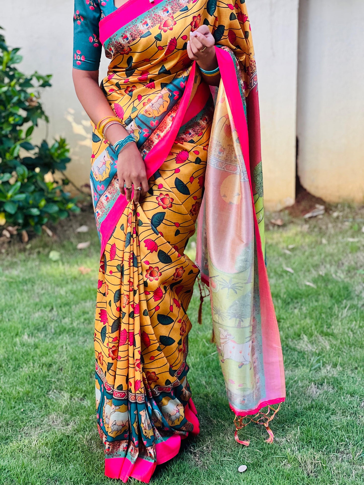 Kamal Katha Kalamkari Saree