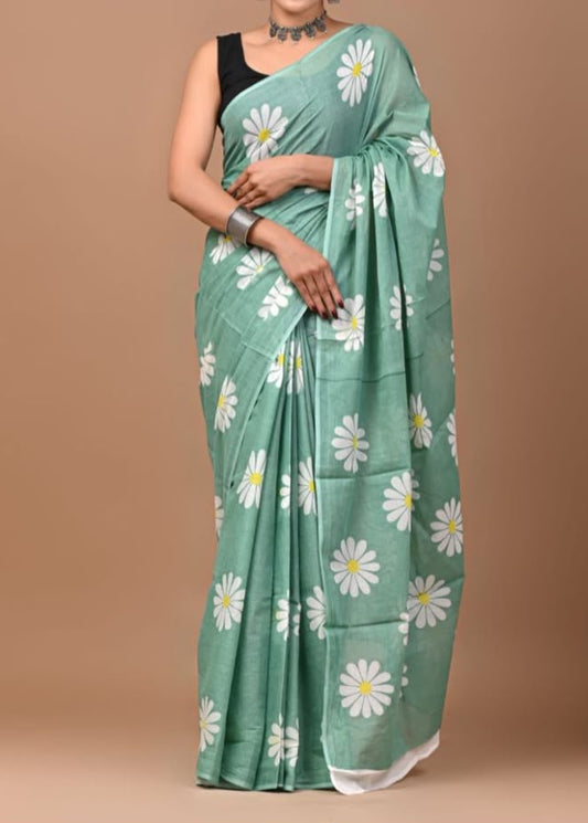 Green Gulbagh Mul Cotton Saree