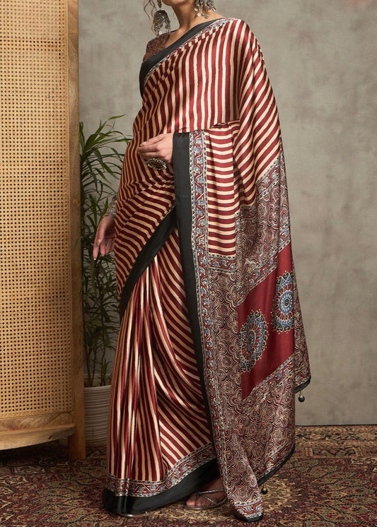 Noor Ajrakh Printed Premium Modal Silk Saree