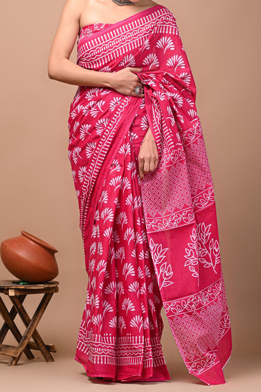 Pink Fuljadhi Mul Cotton Saree