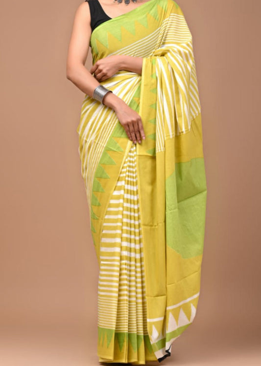 Handblock Printed Mul Cotton Saree