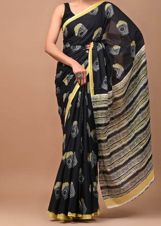 Popcorn Mul Cotton Saree