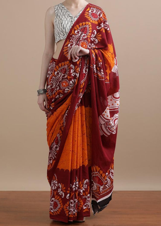 Kalamkari Agni Mul Cotton Saree