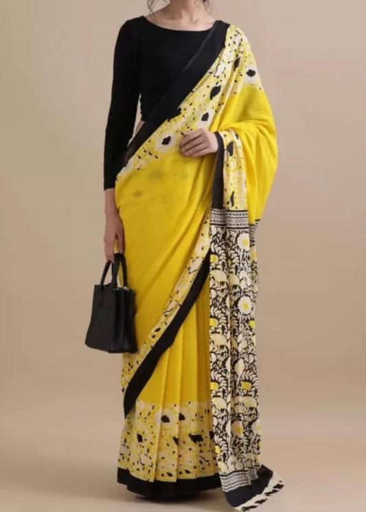 Sunset Glow Mul Cotton Saree