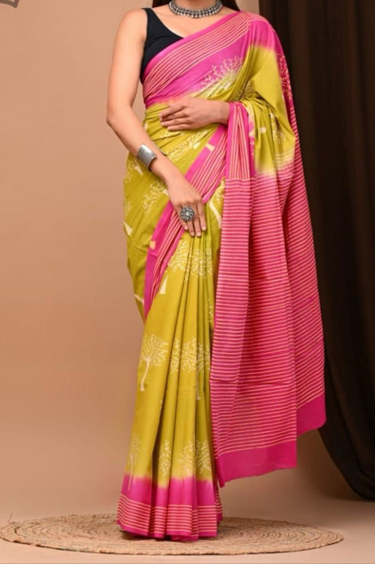 Seaside Blue Mul Cotton Saree