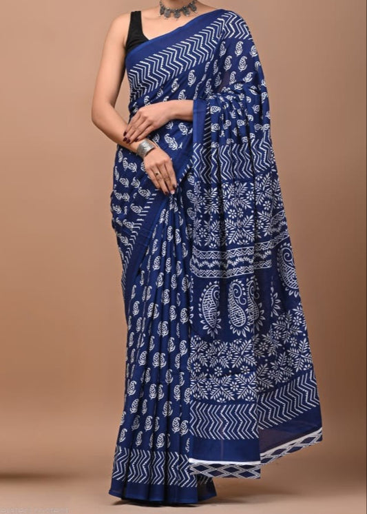 Buttercup Yellow Mul Cotton Saree