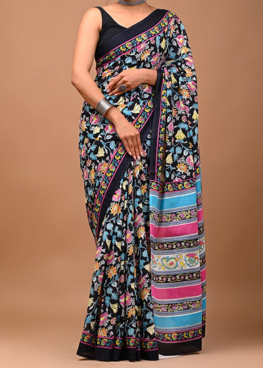 Pearl White Mul Cotton Saree