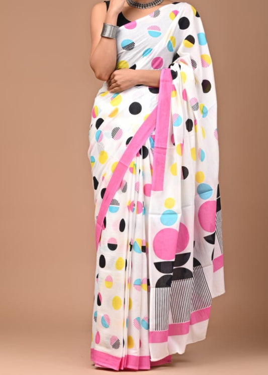 Monsoon Sky Mul Cotton Saree
