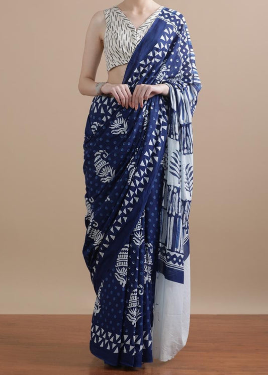 Ocean Mul Cotton Saree
