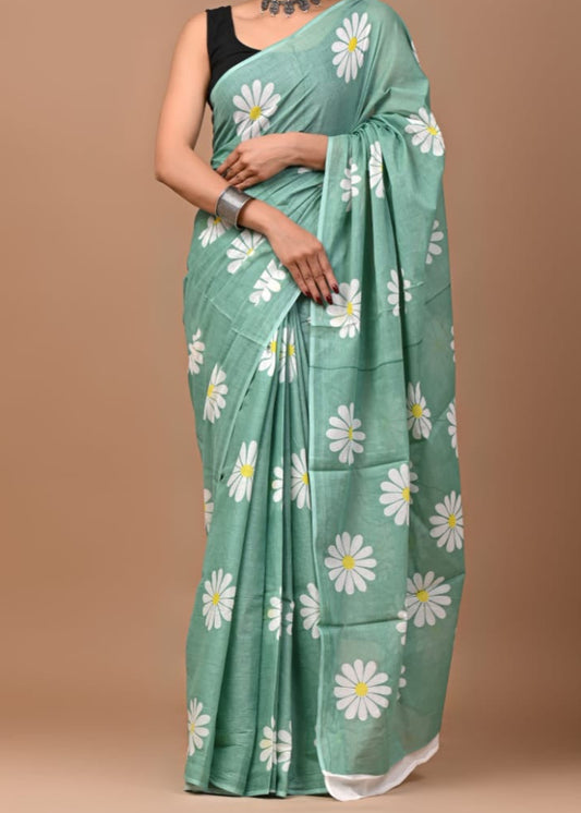 Mint Melody Mul Cotton Saree