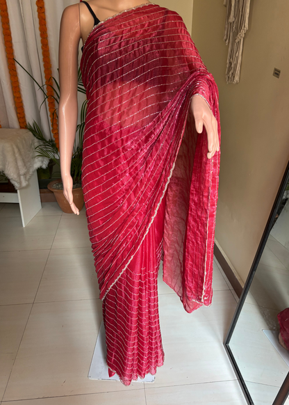 Red Golden Regal Party Wear Saree