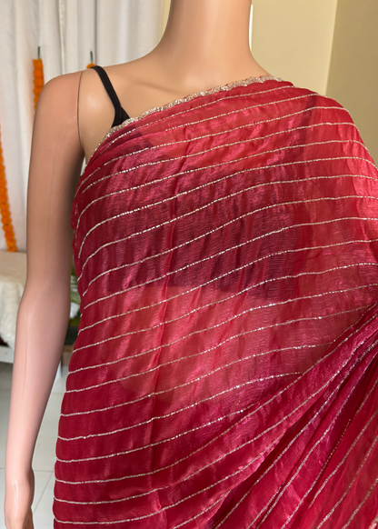 Red Golden Regal Party Wear Saree
