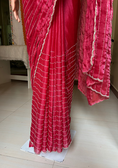 Red Golden Regal Party Wear Saree