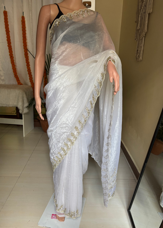 Gold White Glam Party Saree