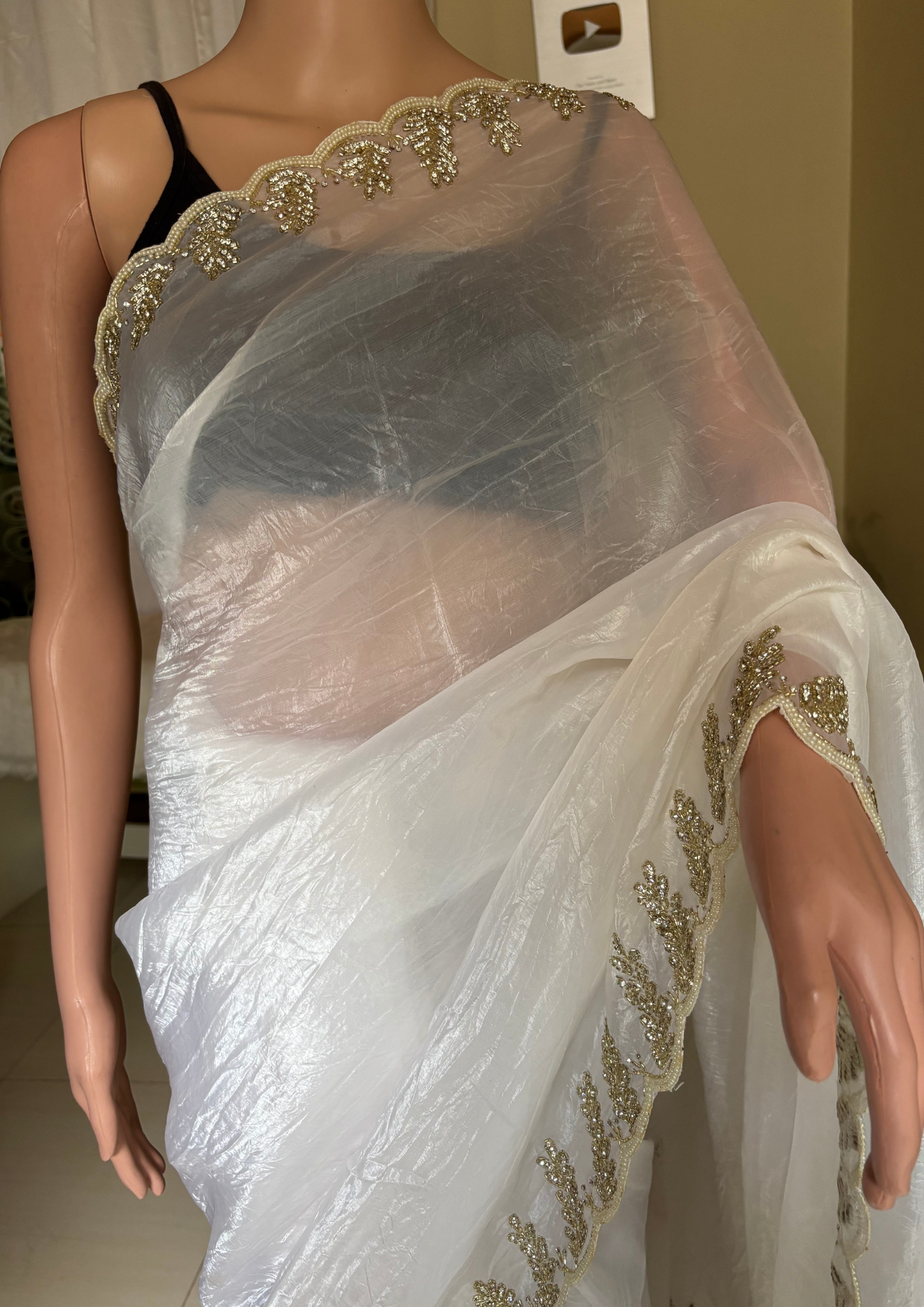 Gold White Glam Party Saree