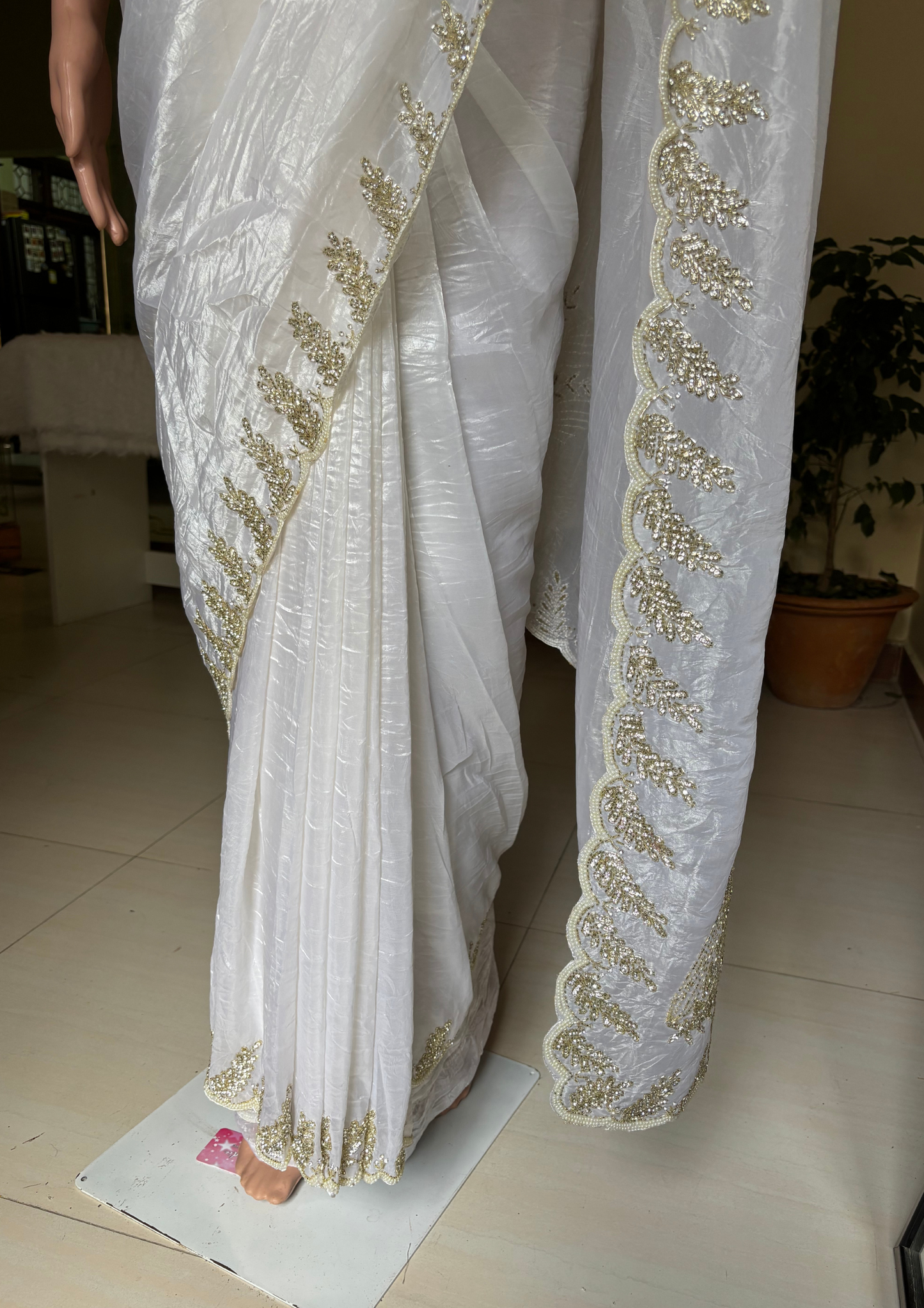 Gold White Glam Party Saree