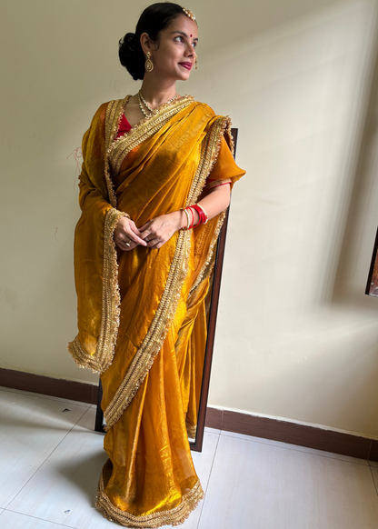 Golden Maharani Royal Tissue Saree