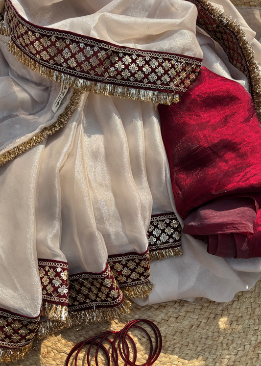 Kajol Inspired Gota Semi Tissue Saree