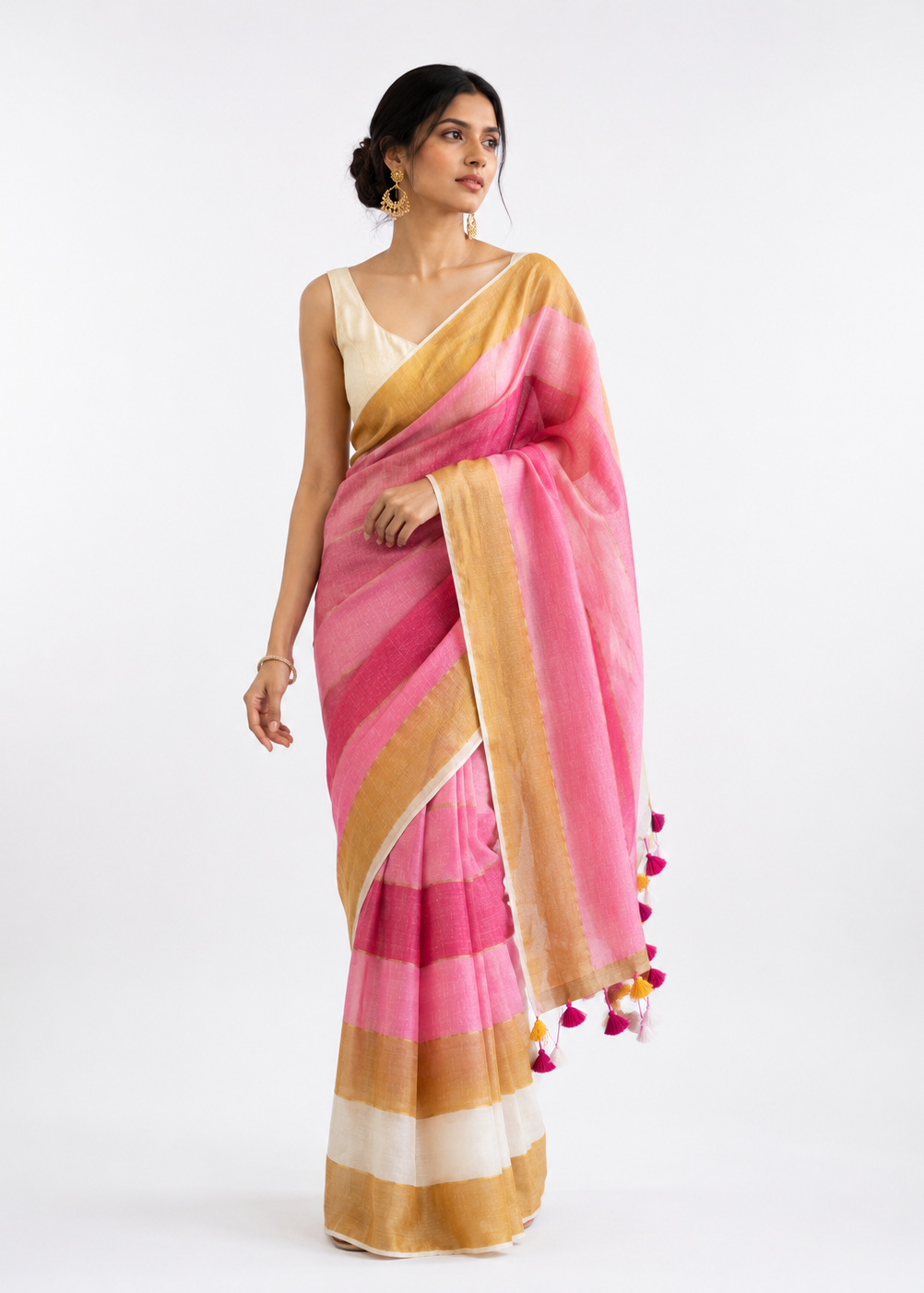 Mahira Satrangi Mul Saree