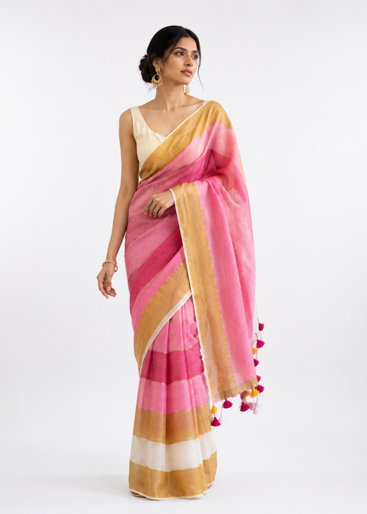 Mahira Satrangi Mul Saree