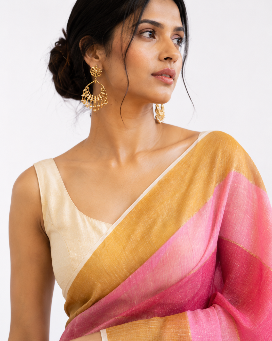 Mahira Satrangi Mul Saree