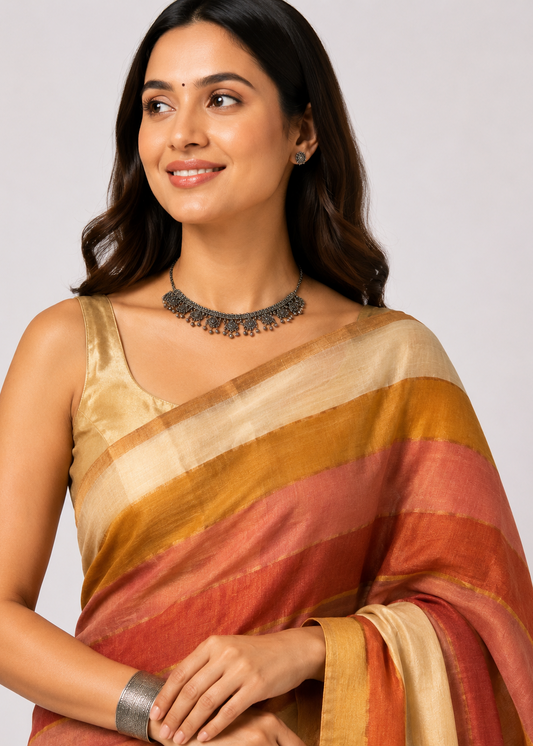 Gulnar Satrangi Mul Saree