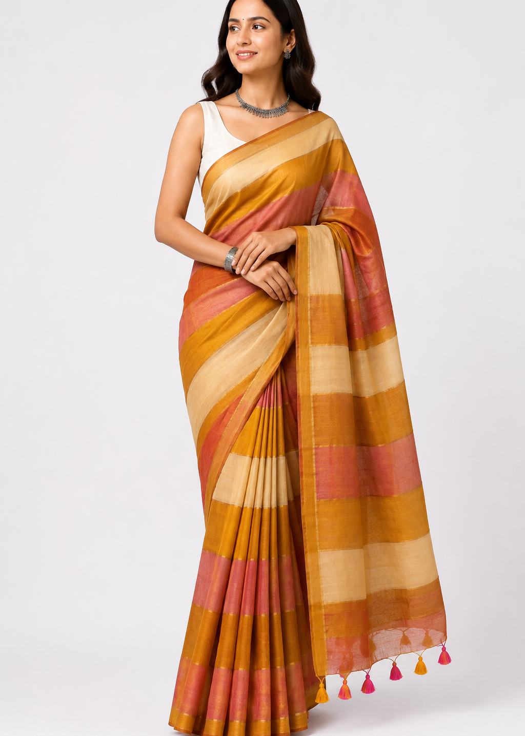 Gulnar Satrangi Mul Saree