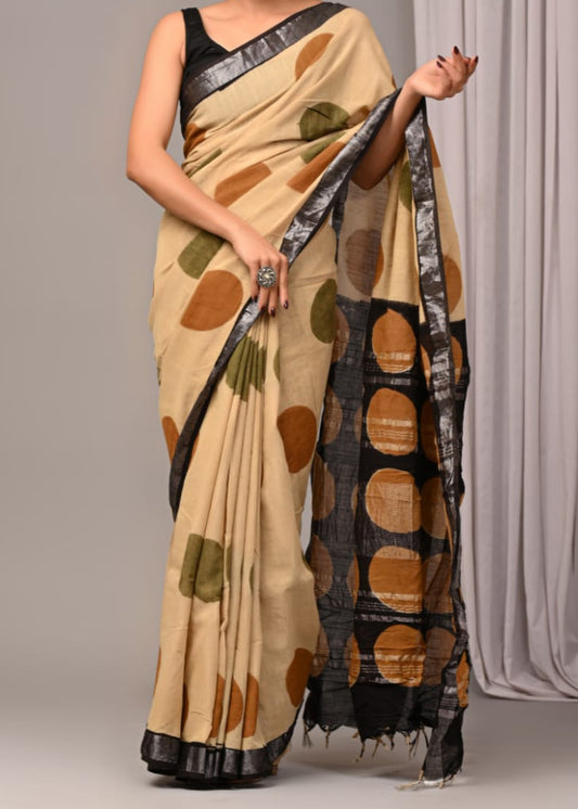 Polka Linen Saree