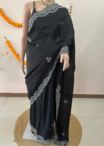 White Glitter Party Wear Saree