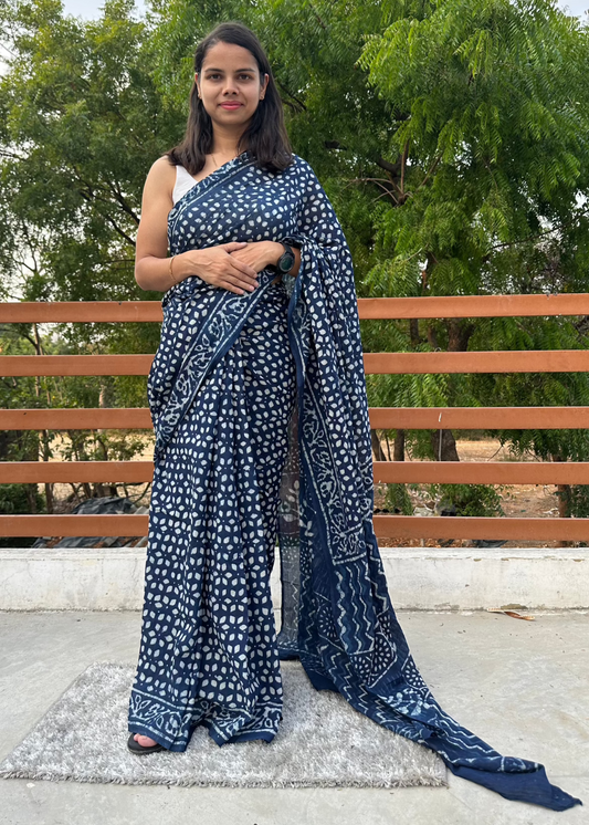 Neel Tara Pure Cotton Indigo Saree
