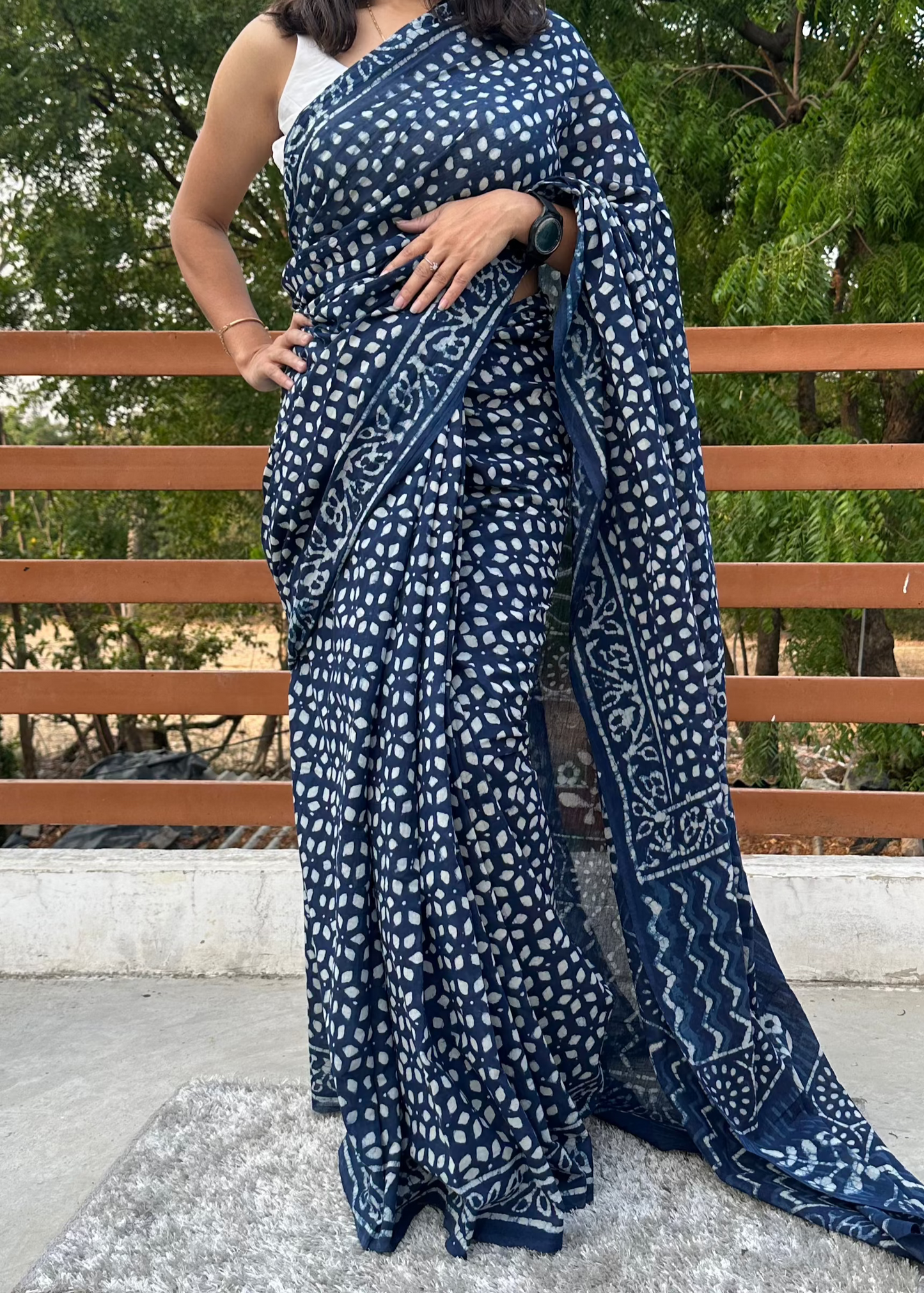 Neel Tara Pure Cotton Indigo Saree