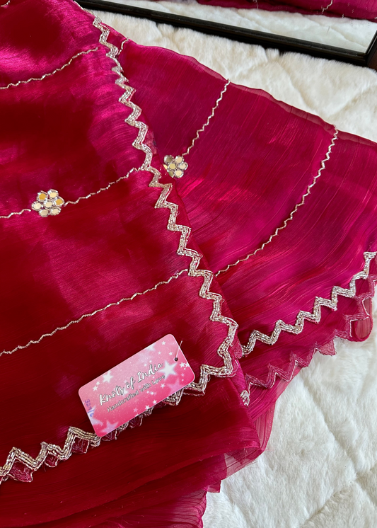 Hand embroidery with mirror JC saree