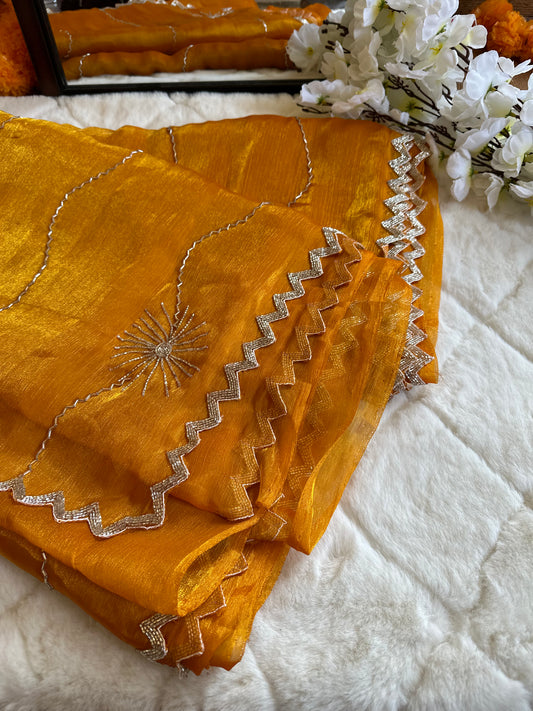 Yellow Sunshine Hand Embroidered JC Saree