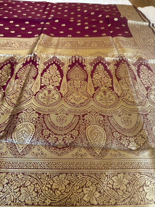 Purple Jal Banarasi Saree with work on bouse