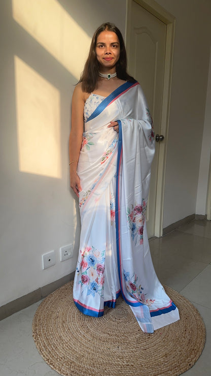 Alia Bhat Floral Printed Satin Silk Saree