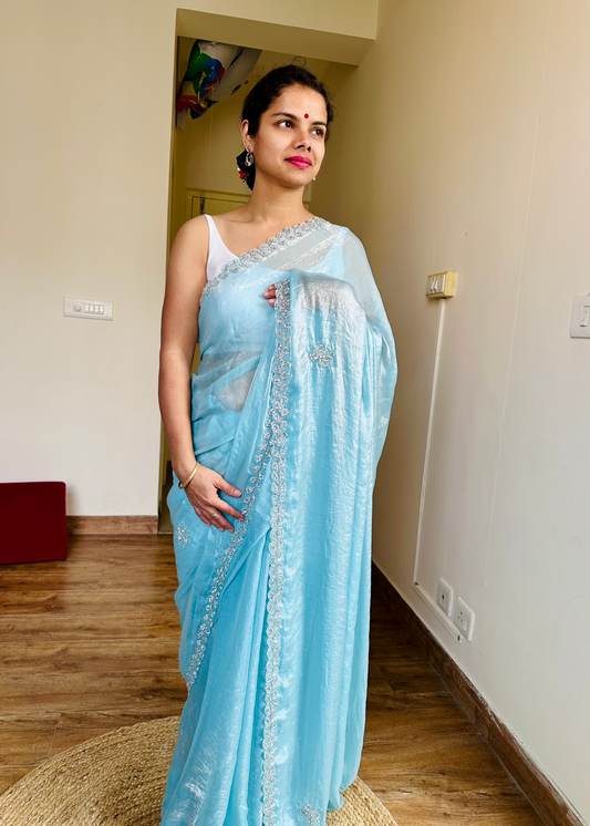 Diva Hand Work Tissue Saree