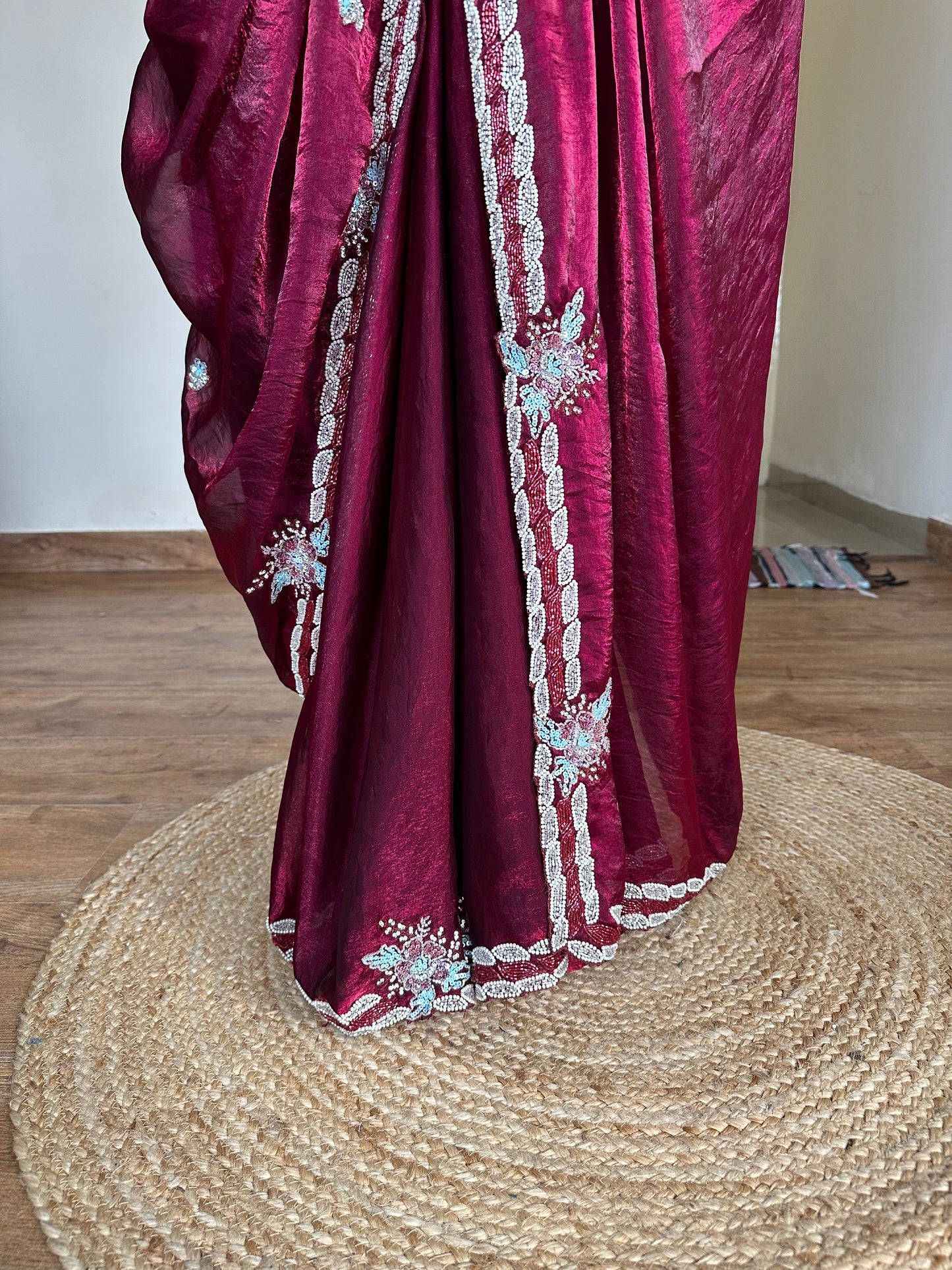 Rani Moti Hand Embroidered Saree