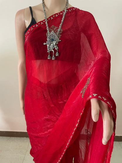Tissue Silk with Hill Swarovski work