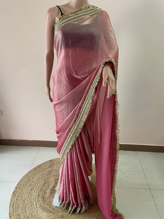 Peach Maharani Royal Tissue Saree