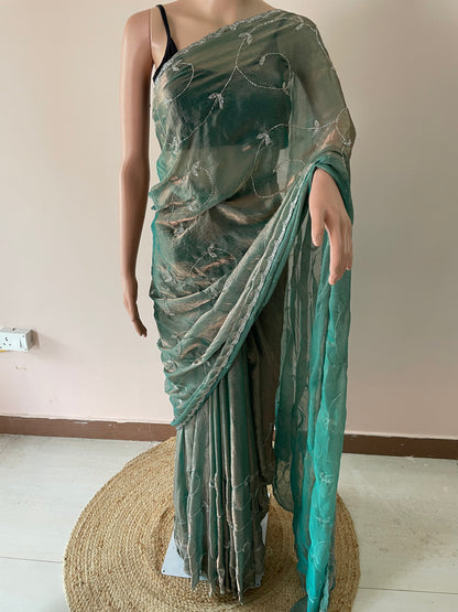 Floral Green Festive Glow Saree
